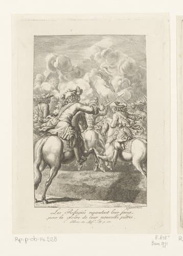 Friedrich III op het slagveld tijdens de negenjarige oorlog by Daniel Nikolaus Chodowiecki