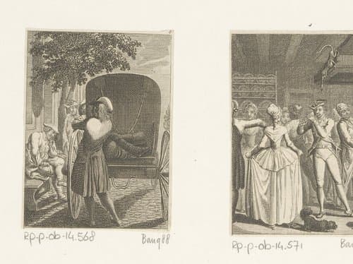 Yorick met de pelgrim in gesprek over zijn dode ezel by Daniel Nikolaus Chodowiecki