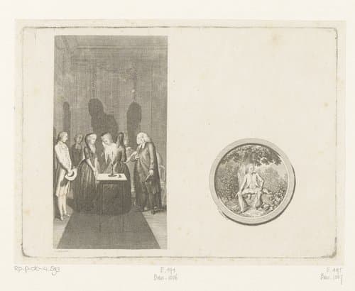 Twee voorstellingen uit Salzmann's Carl von Carlsberg by Daniel Nikolaus Chodowiecki