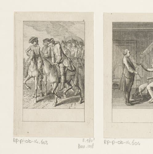 Incognito trekt Jonkheer Siegfried met zijn gevolg het land door by Daniel Nikolaus Chodowiecki
