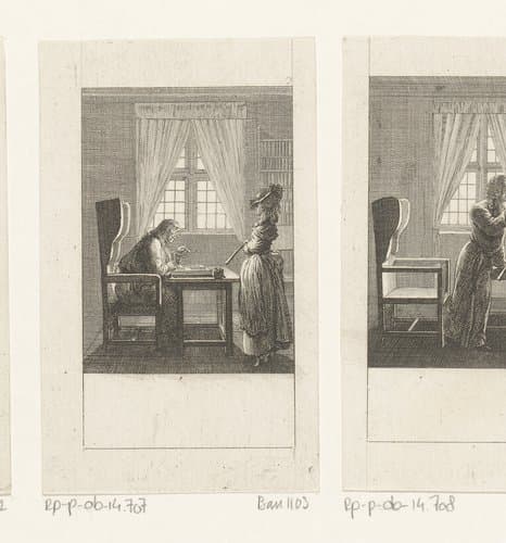 Kamerdame Louise op het kantoor van Storr by Daniel Nikolaus Chodowiecki