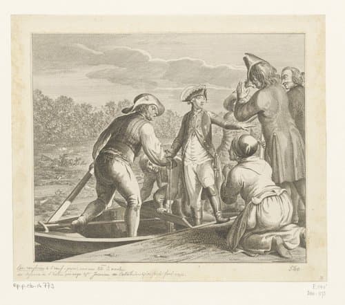 Hertog Leopold von Braunschweig gaat zijn dood in de Oder tegemoet by Daniel Nikolaus Chodowiecki