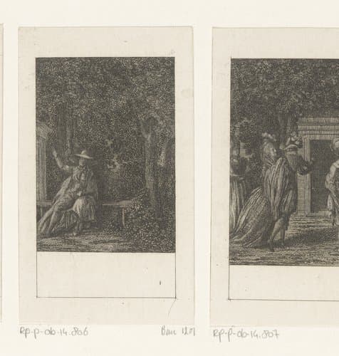 Figaro zit verdrietig in de tuin by Daniel Nikolaus Chodowiecki