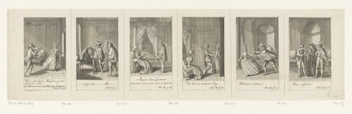 Zes voorstellingen uit le Mariage de Figaro van Beaumarchais by Daniel Nikolaus Chodowiecki