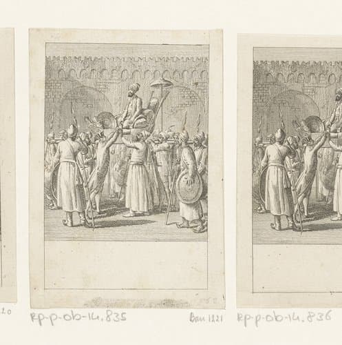 Mogol laat zich van zijn paleis naar de tuin dragen by Daniel Nikolaus Chodowiecki