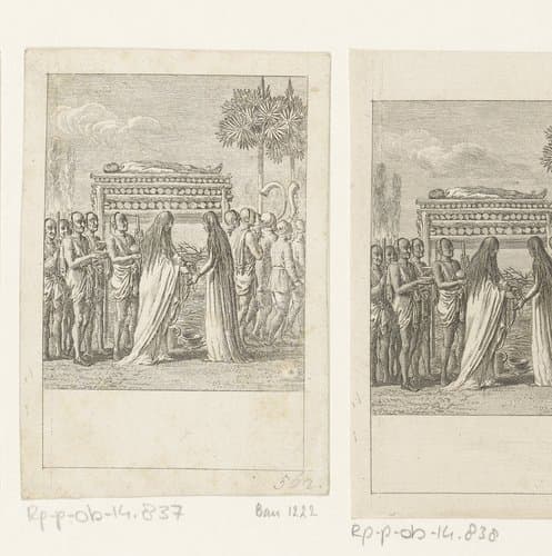 Vrijwillige verbranding van de weduwe by Daniel Nikolaus Chodowiecki