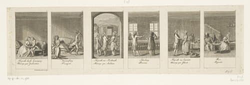 Zes voorstellingen met oorzaken en gevolgen van het huwelijk by Daniel Nikolaus Chodowiecki
