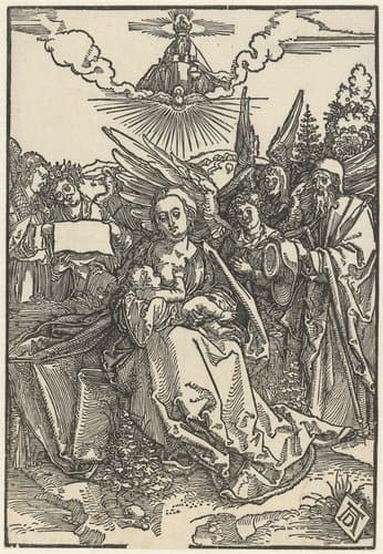 De Heilige Familie met vijf engelen by Albrecht Dürer