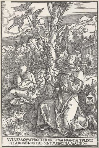 De stigmatisatie van de Heilige Franciscus by Albrecht Dürer