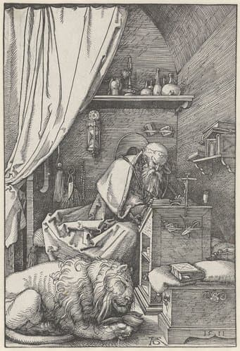 De Heilige Hiëronymus in zijn studeervertrek by Albrecht Dürer