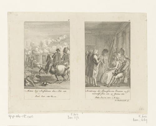 Twee voorstellingen uit de Nederlandse oorlogsgeschiedenis by Daniel Nikolaus Chodowiecki