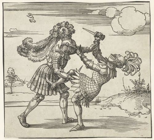 Twee ridders in gevecht by Albrecht Dürer