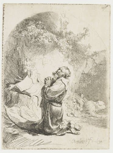 St Jerome Praying by Rembrandt van Rijn