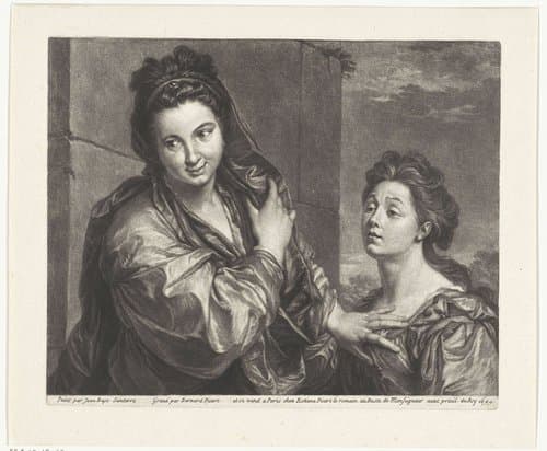 Twee vrouwen bij een muur by Bernard Picart