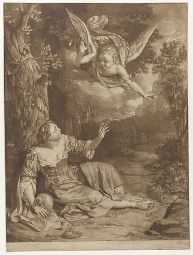 Hagar en Ismaël in de wildernis by Nicolaas Verkolje