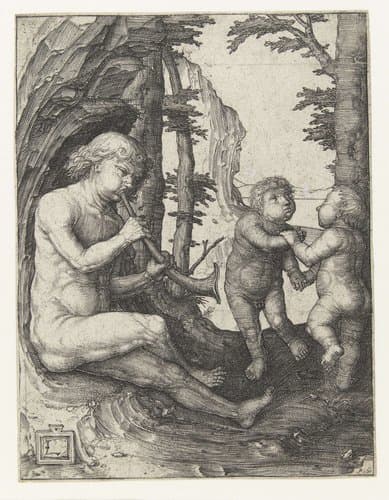 Jongen met blaasinstrument by Lucas van Leyden