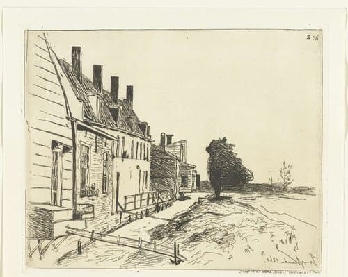 Huizen aan een vaart by Johan Barthold Jongkind