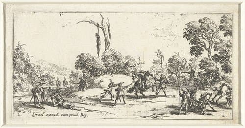 Soldaten overvallen reizigers by Jacques Callot