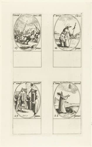 Bekering van Paulus, Heilige Paula, Heilige Johannes Chrysostomus, Heilige Cyrillus van Alexandrië (25-28 januari) by Jacques Callot