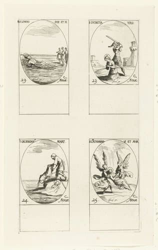 Heilige Clemens I, Heilige Lucretia van Mérida, Heilige Chrysogonus van Aquileia, Heilige Catharina van Alexandrië (23-25 november) by Jacques Callot
