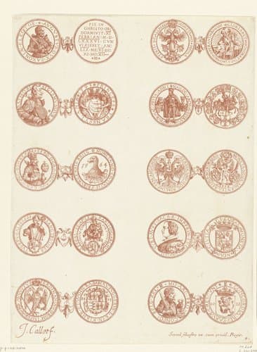 Tien Europese munten by Jacques Callot