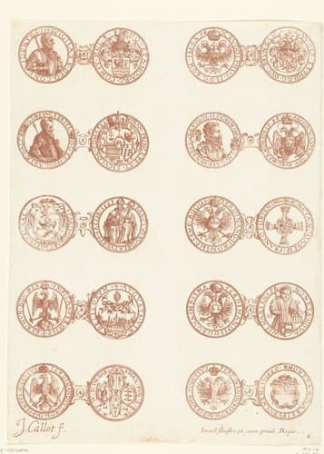 Tien Europese munten by Jacques Callot