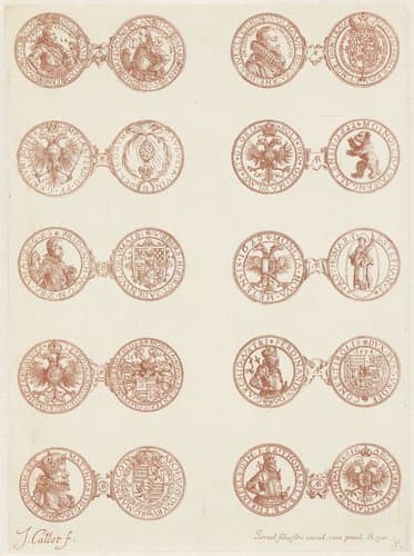 Tien Europese munten by Jacques Callot