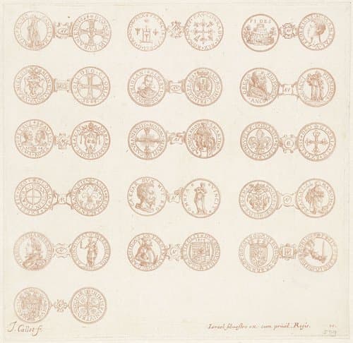 Zestien Europese munten by Jacques Callot