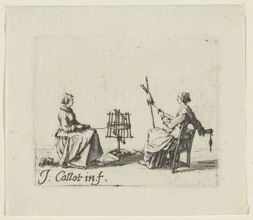 Garenwindster en spinster by Jacques Callot