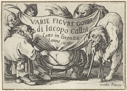 Titelblad voor prentserie 'Diverse gebochelden'/'Varie figure gobbi di Jacopo Callot' by Jacques Callot