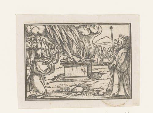 Offer van Elisa wordt door het vuur verteerd by anonymous; Hans Holbein (II)