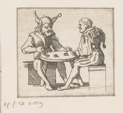 Twee dobbelende narren by Caspar Merian