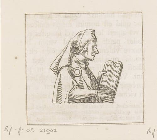 Jood met de tafelen der wet by Caspar Merian