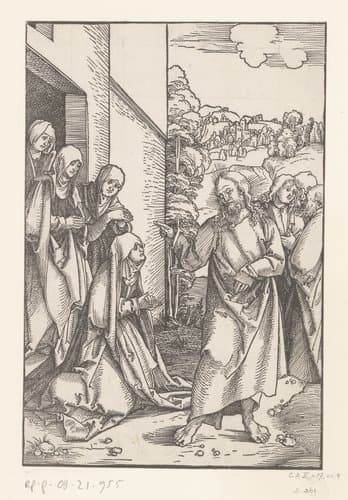 Christus neemt afscheid van zijn moeder by anonymous; Hans Schäufelein