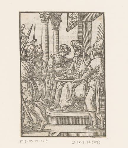 Pilatus wast zijn handen in onschuld by Virgilius Solis