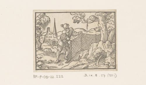 Fabel van de vogelvanger en de leeuwerik by Virgilius Solis