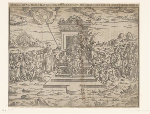 Vorst zittend op een troon by Monogrammist CR (Duitsland); anonymous