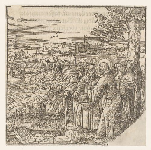 Christus vertelt zijn discipelen het parabel van de zaaier by Monogrammist HA (graveur); anonymous