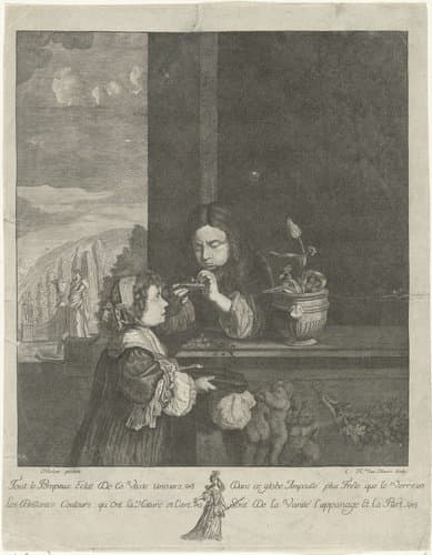 Bellenblazende jongen en een meisje by Cornelis-Henricus van Meurs