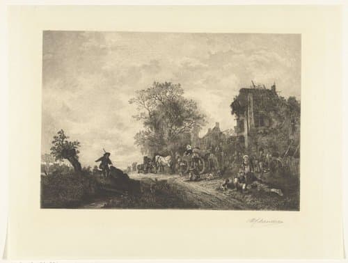 Boeren voor een herberg by Petrus Johannes Arendzen