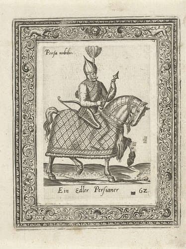 Perzische edelman te paard by Abraham de Bruyn