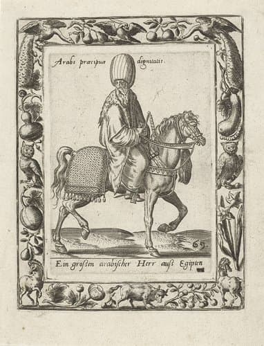Arabische man te paard by Abraham de Bruyn