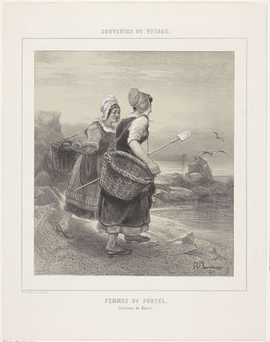Twee vrouwen op het strand van Portel by Richard Burnier