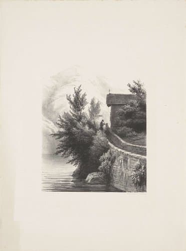 Berglandschap met kapel by Pierre Louis Dubourcq