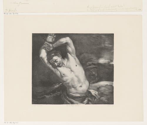 Roofvogel trekt de lever uit het lichaam van Prometheus by Jan Mesker