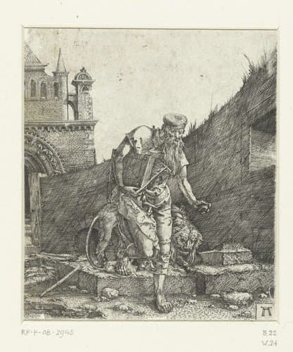Heilige Hieronymus op de binnenplaats van een kerk by Albrecht Altdorfer