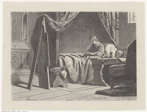 Schilder in zijn atelier by Arie Kunz