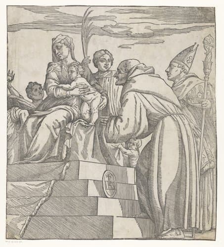 Doge Francesco Donato knielt voor Maria en Christus (rechterhelft) by Nicolò Boldrini; Titiaan
