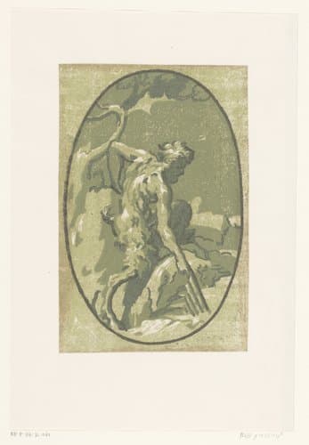 Marsyas die Minerva's panfluit vindt by Ugo da Carpi