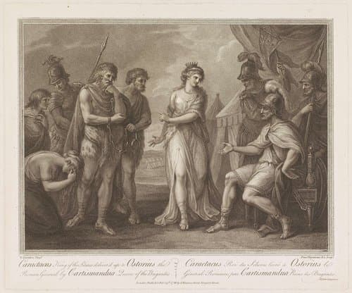 Caractacus overgeleverd aan Ostorius by Francesco Bartolozzi